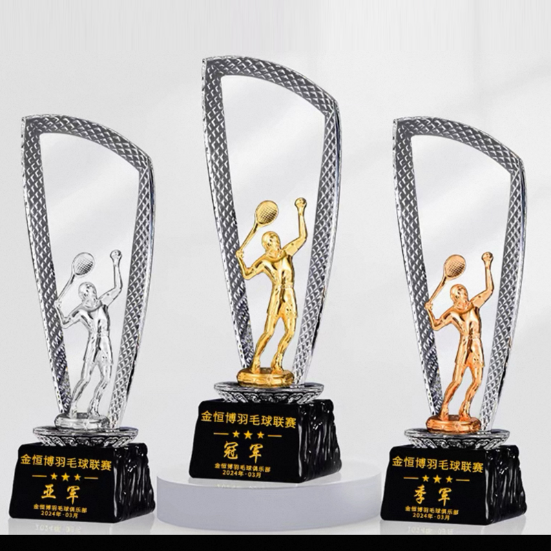 Badminton Europe - Trophée en cristal personnalisé, trophée de
